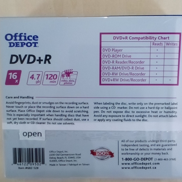 2/$20 NEW Office Depot 16x DVD+R Slim 10 Pack - Picture 2 of 2